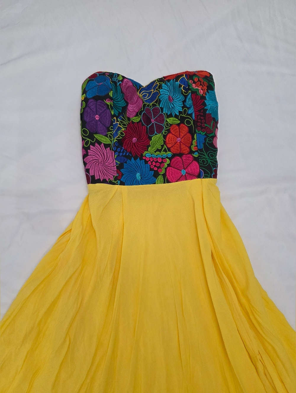 Strapless Floral Embroidered Dress